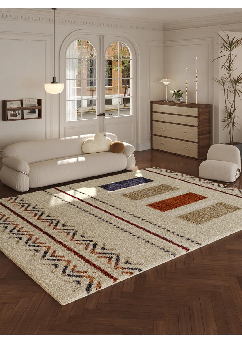 VIKAMA New Design Warm Wave Retro Winter Warm Non-slip Floor Mats Living Room Bedroom Sofa Washable Dirt-resistant Carpet