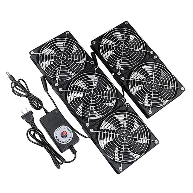 220V 12V Exhaust Cooling Fans with Controller 12cm for Workstation Cabinet Radiator Server Fan for GPU VGA Btc Machine Chassis