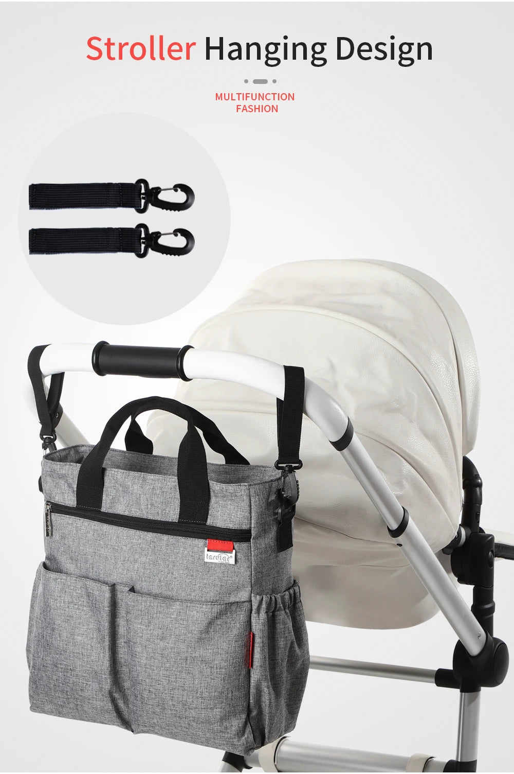 Fashionable Insular Baby Diaper Bag for Mothers Waterproof Multifunctional Nappy Organizer with Stroller Strap Changing Bag