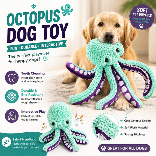 Pet plush octopus toy interactive sound anti-demolition home large and small dog boredom companion dog toy