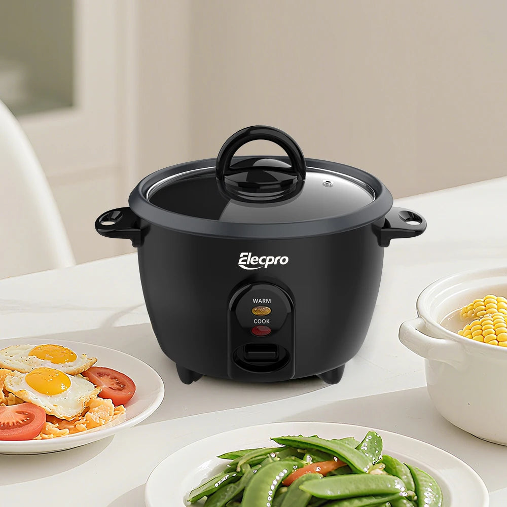 Elecpro Mini Rice Cooker 3 Cup Rice With Steamer, Portable Small Food Steamer, Removable Food Grade Non-Stick Inner Pot