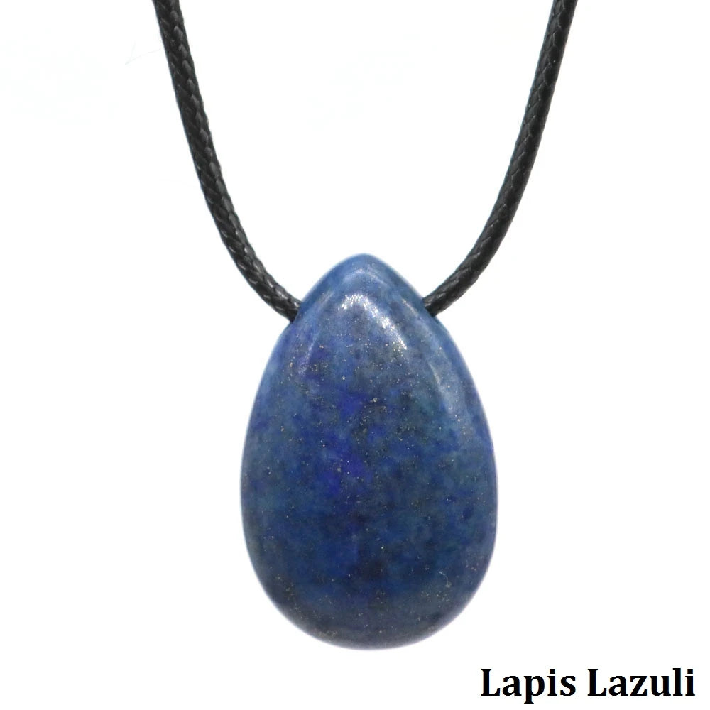 Natural Stone Water Drop Shape Necklace Pendant Rose Quartz Amethyst Lapis Lazuli Healing Crystal Gemstone Charm Jewelry Gifts