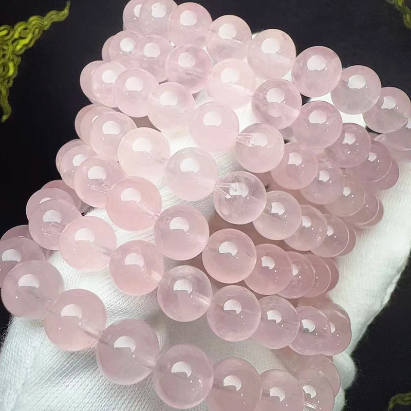 Prestyle Top Natural Old Mine Madagascar Pink Rose Quartz Bracelet Smooth Round Loose Beads, Fashion Jewelry, Gift