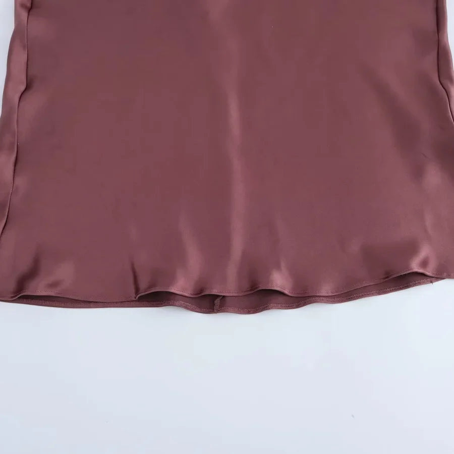 2025 New Elegant women's fashion silk satin texture MIDI dress sexy backless party slip dress