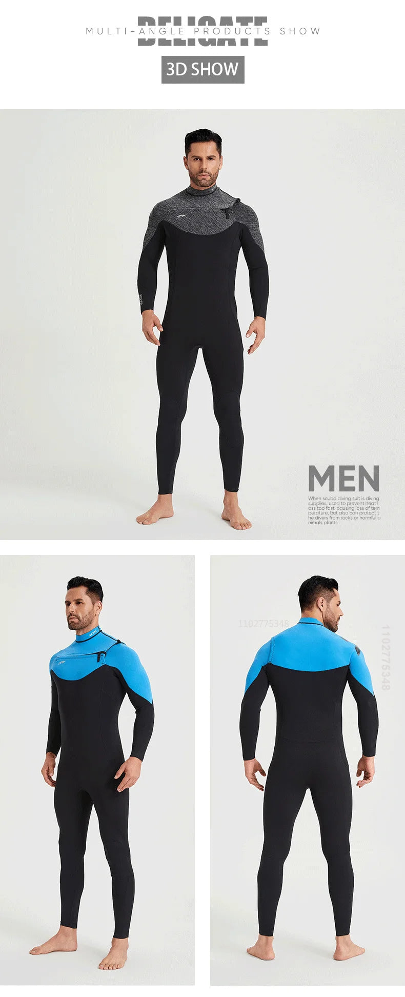 3mm/2mm Neopreno Men Women Wetsuit One-Piece Swimsuits Snorkeling Kayaking Wet Suit Surfing Scuba Diving Suit Fishing Kitesurf