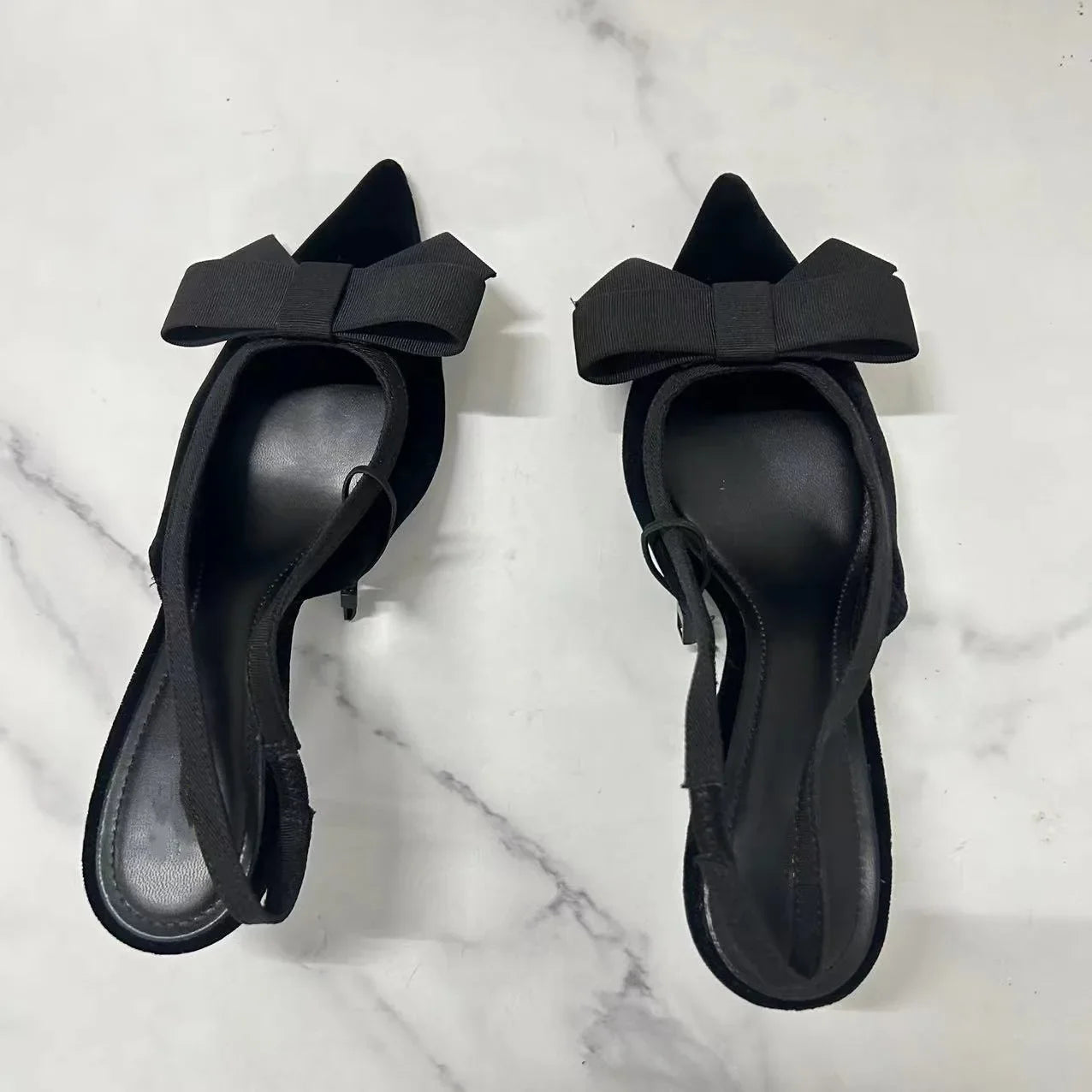 NEW Butterfly-knot Pointed Toe Brand Mules Pumps Women Fashion Elegant Slingbacks Dress Shoes Design Thin Heels Sandals Women