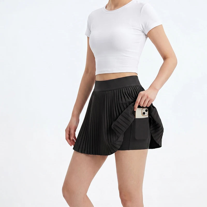 BIVIGAOS Summer Fashion High Waist Sport Short Skirt Women Youthful Cute Mini Skirt Safety Shorts Accordion Pleated Tennis Skirt