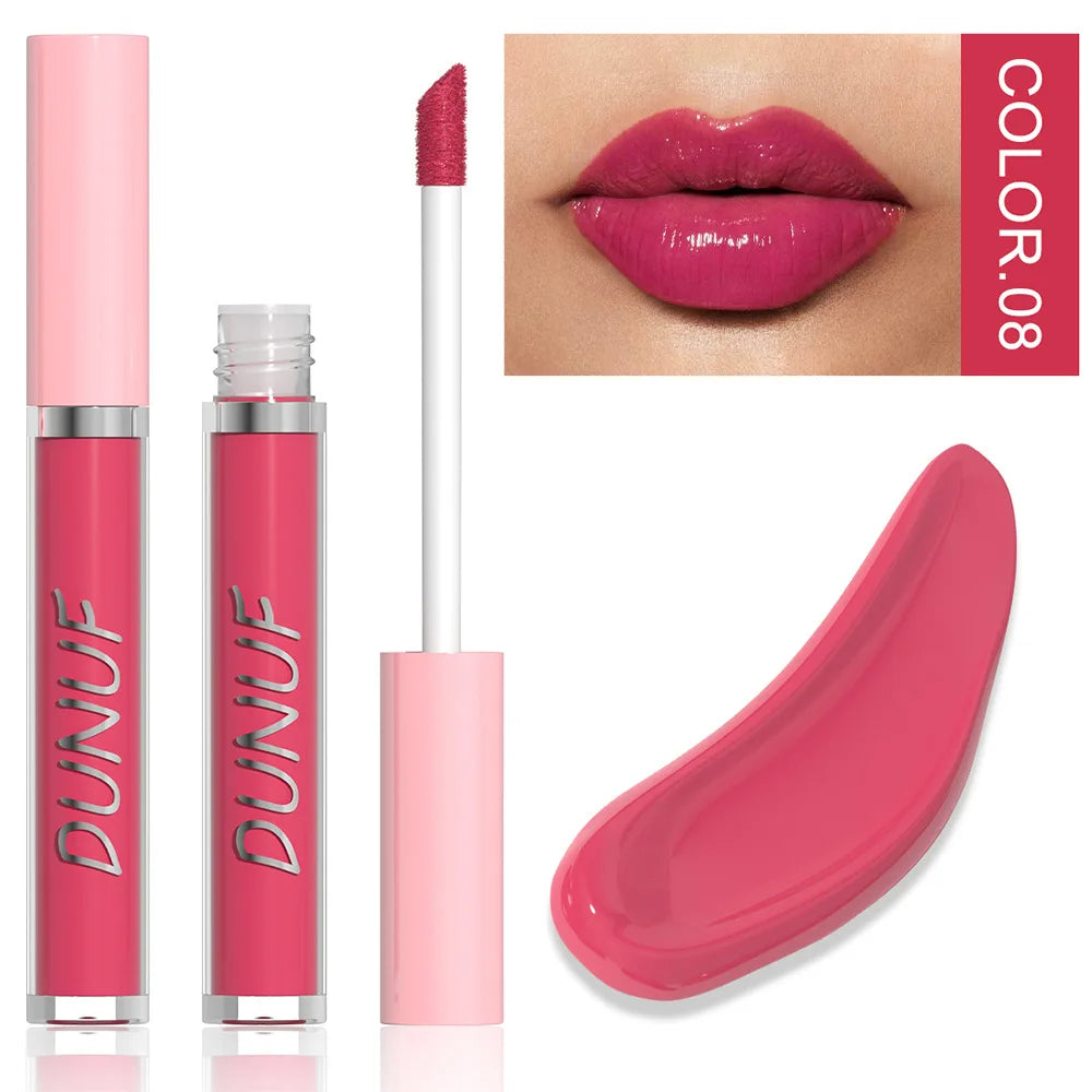 DUNUF High Quality Mirror Gloss Herorange Lipstick Lip Gloss Make-up Lightly Glass Moisturizing Plump Lip stick Lipgloss Gifts