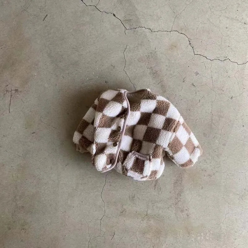 2024 Autumn Winter Plush Baby Coats Baby Thicken Lamb Plush Cotton Jacket For BoysGirls Outdoor Windproof Baby Winter Clothes