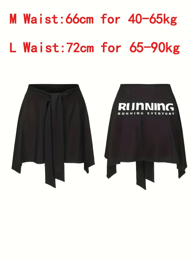 Women's Sports Fashion Lace-Up Tennis Skirt Butt-Covering Fitness Yoga Running Skirt Anti-See-Through