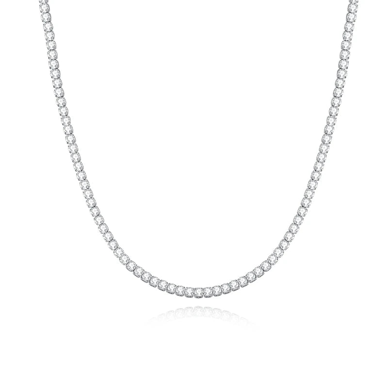 Women's Adjustable Rhodium Plated Fine Jewelry S925 Sterling Silver GRA 3mm D VVS1 Moissanite Tennis Necklace Choker