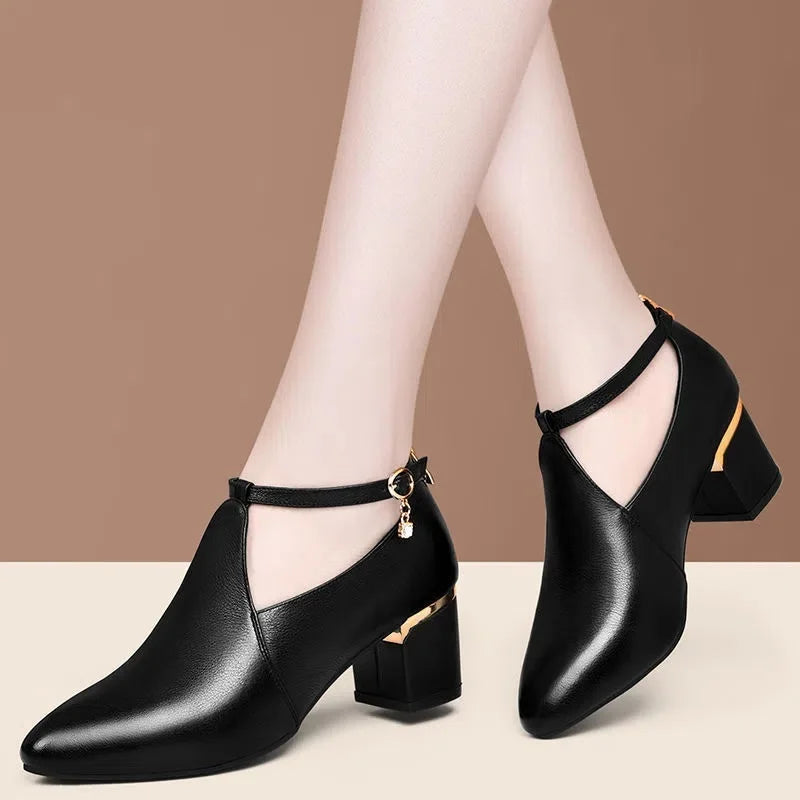Zapatos De Mujer Women Cute Comfort Buckle Strap Black Patent Leather Height Increased Shoes Lady Cool Wine Red Heel Shoes E818