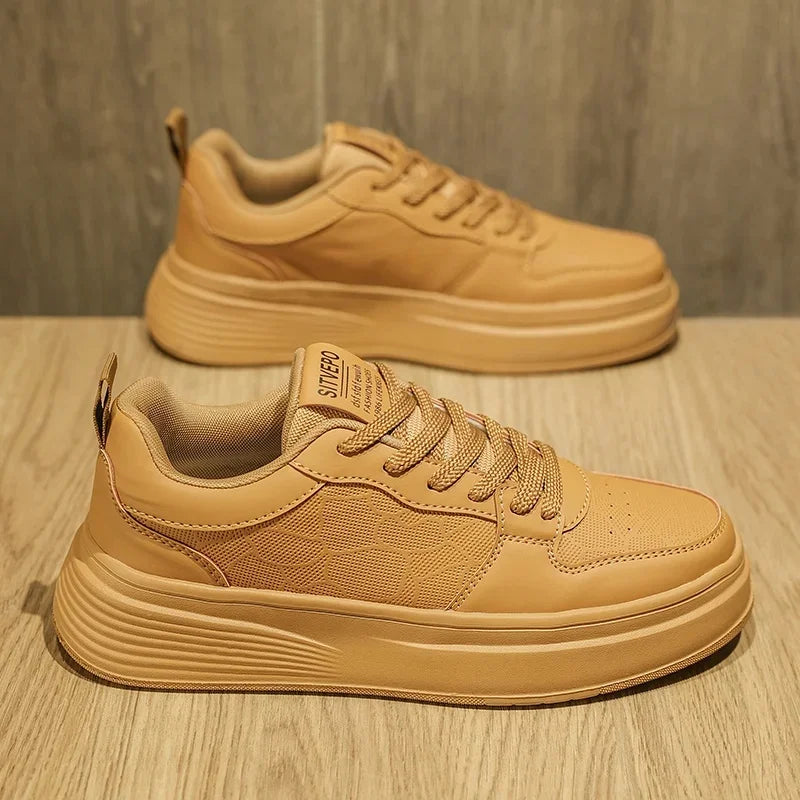Men's Casual Sport Shoes Thick Bottom Invisible Heightening 10cm Rubber Outsole Synthetic Upper Breathable Lace-Up Sneakers