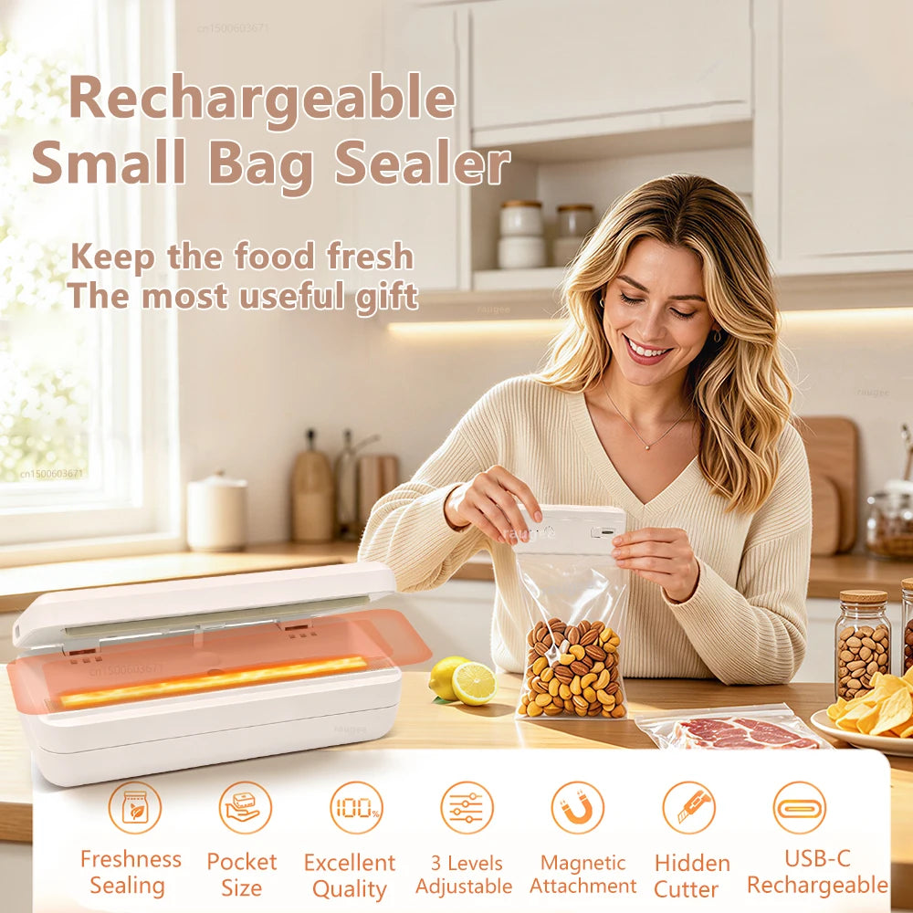Plastic Bag Sealer Mini Heat Bag Sealing Machine Handheld Portable Plastic Bag Sealing Machine USB Rechargeable Mini Heat Sealer
