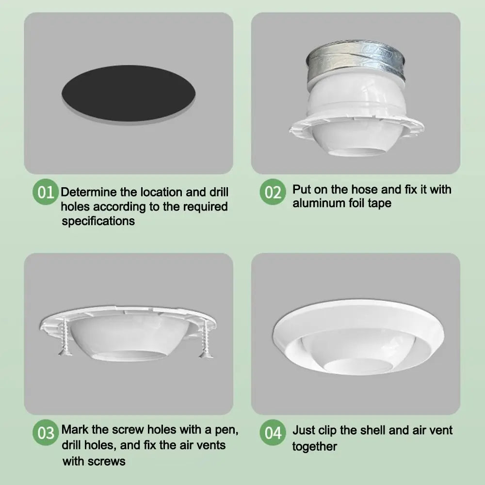 ABS Air Conditioning Exhaust Vents Adjustable Round Ventilation Nozzles 75/100/150/200mm Circular Jet Vents