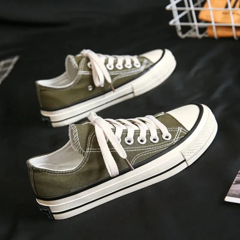 Women's Canvas Shoes Spring Autumn Universal Platform Flat Heel Synthetic Inner Material Rubber Sole Magic Tape Casual Shoes