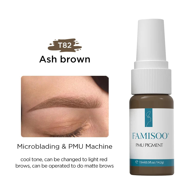 FAMISOO 15ml Permanent Makeup Pigment Microblading Paint Ink Body Art Eyebrows Eyeliner Tattoo Inks Makeup Supplies 0.5OZ