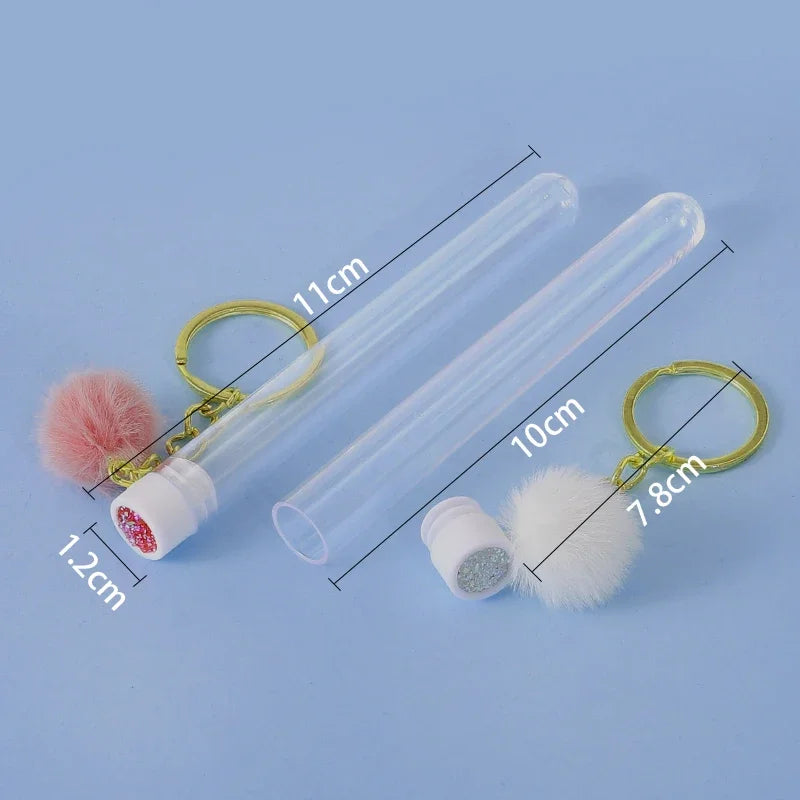 50/5pcs Gold Keychain Tube Eyelash Brush Crystal Lash Mascara Wands Eyebrow Comb Spoolies Container Lashes Brushes Makeup Tools