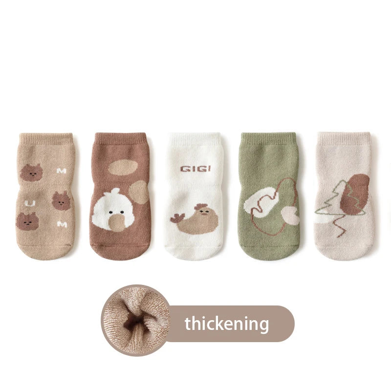 5 Pairs/Lot Autumn Baby Toddler Anti-slip Socks Children's Cartoon Indoor Playing Floor Socks 0-5Y