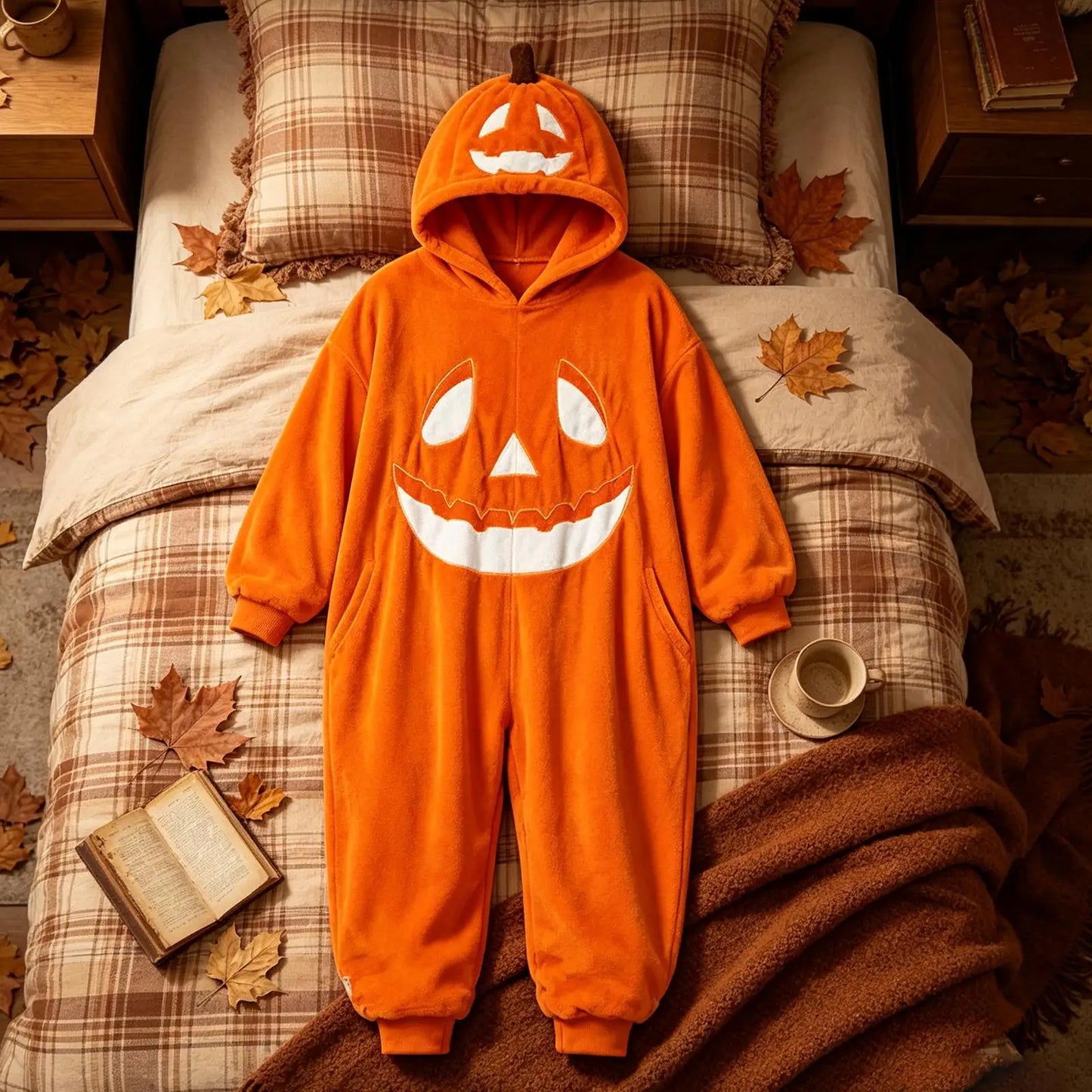 Halloween Pumpkin Costume Soft Breathable Hooded Jumpsuit Halloween Pumpkin Hooded Jumpsuit For Cosplay Concert Party Home