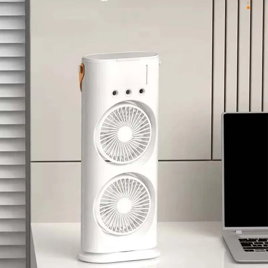 Table Office Use Portable Air Cooling Fan with Remote Control Desktop Water Misting Tower Fan with LED Charging Light