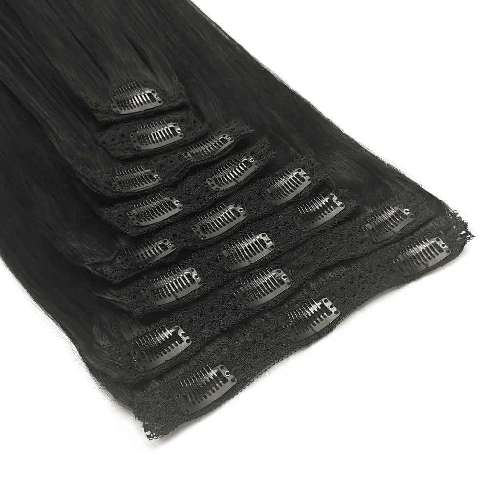 Clip In Hair Extensions Straight 100% Unprocessed Human Hair 8 Pcs/Set Full Head Seamless Brazilian Natural Black Clips ins Hair