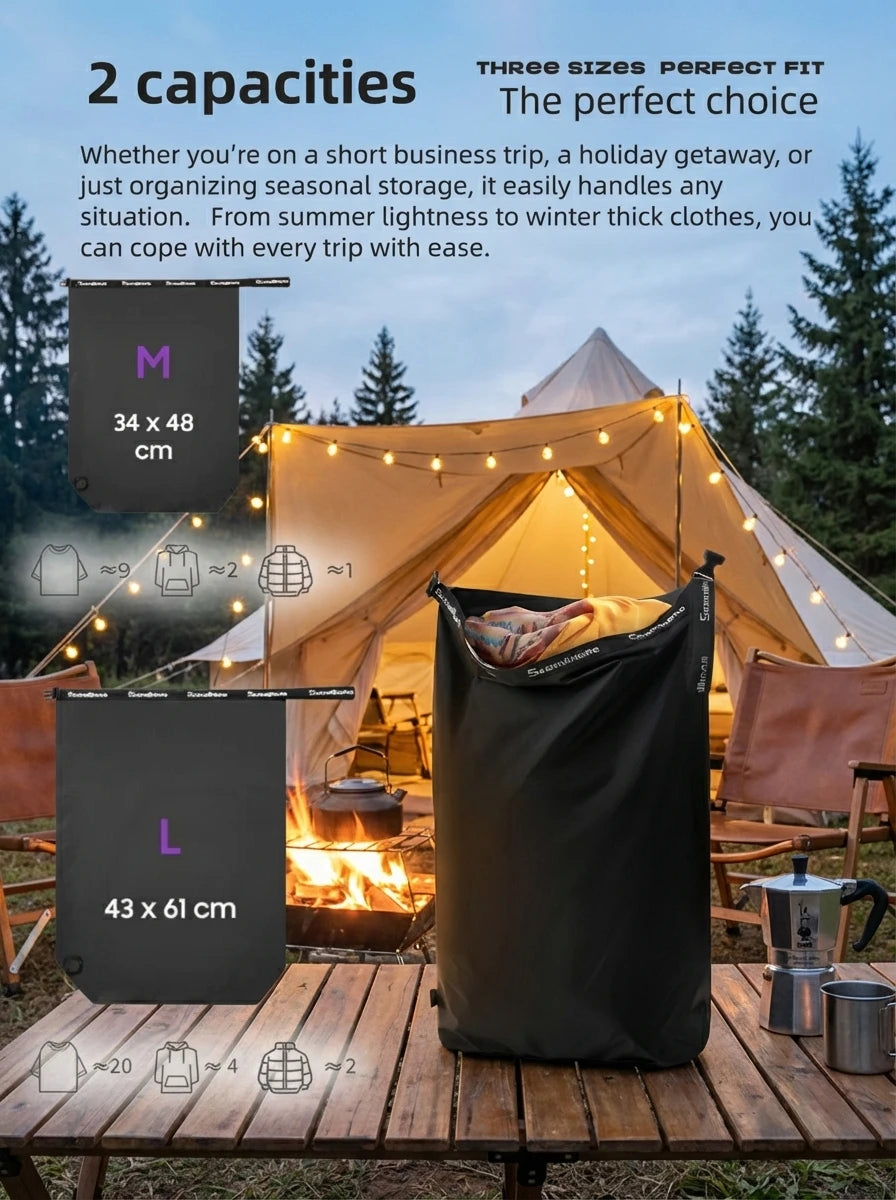 Glamping Vacuum Compression Bag No Pump Required Waterproof Gear Organizer for Sleeping Bag Down Jacket Vanlife Space Saver