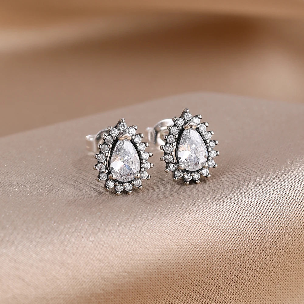 925 Silver Stud Earrings Hoop Earrings For Women Rose Flower Strawberry Butterfly Daisy Earrings Set Fashion Jewelry Gift