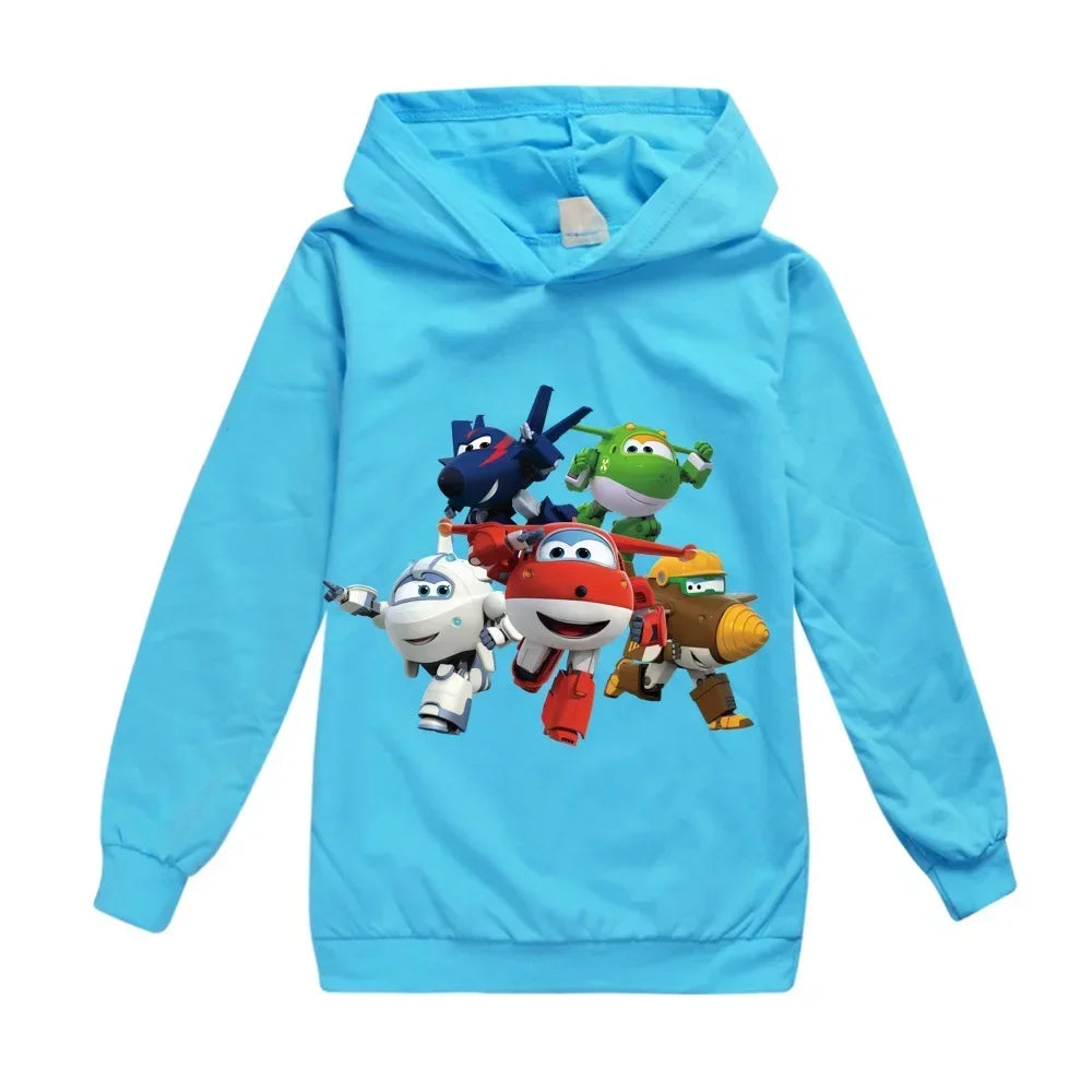 2-16Years Autumn Costumes Super Wings Hoodie Kids Clothes Boys Sweatshirts Cartoon Tops Toddler Girls Outfits Baby Boy Coats