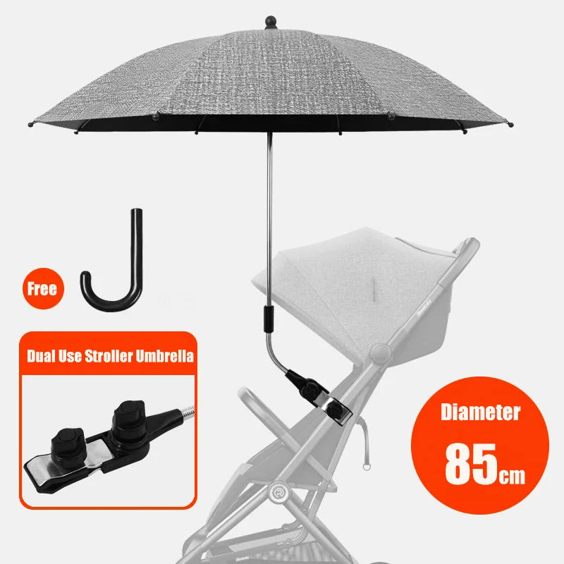 Clip-on Universal Baby Parasol 85cm Diameter 2 in 1 Baby Stroller Umbrella For Sun Shade Rain-proof Baby Stroller Accessories