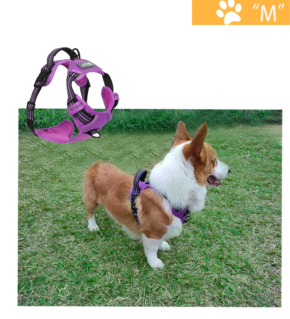 No Pull Dog Harness Front Clip Heavy Duty Reflective Easy Control Handle for Large Dog Walking