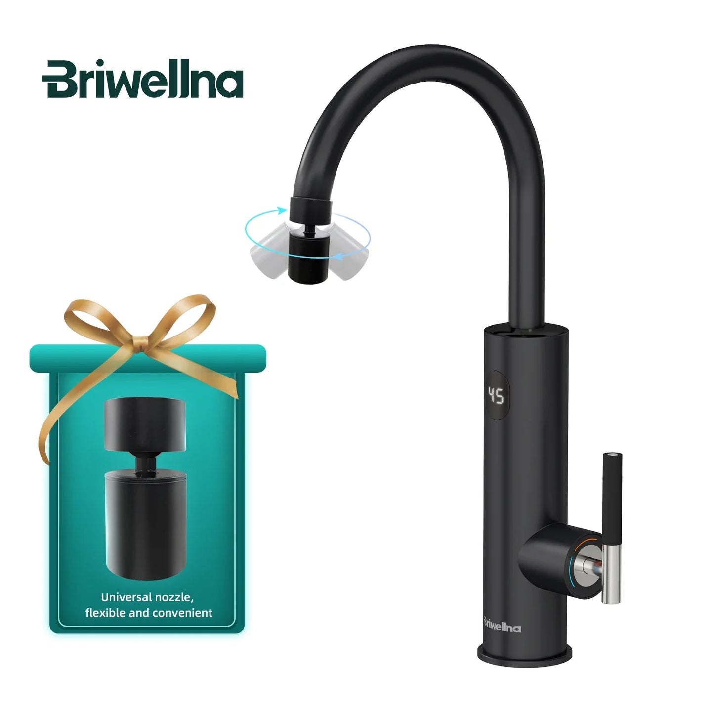 Briwellna Electric Water Heater Hot Water Faucet 2 in 1 Basin Tap Tankless Geyser 220V Instant Water Heater Faucet For Home