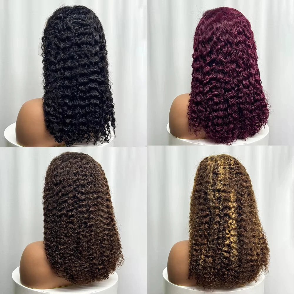 280% High Density Double Drawn Pixie Jerry Curly Water Wave Human Hair Wigs 20inches 13x4 Lace Frontal Human Hair Wig for Women