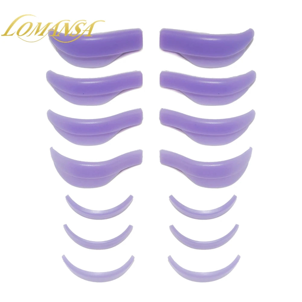 Lomansa 7 Pairs Silicone Eyelash Perming Pad Lash Lifting Kit Recycling 3D Eyelashes Curler Rod Shield Lashes Extension Supplies