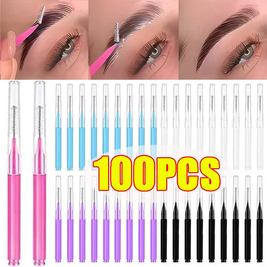 10-100Pcs Mini Eyebrow Brush Brow Lifting Brush Disposable Brow Lifting Brush Micro Bendable Eyelash Brow Applicator Makeup Tool
