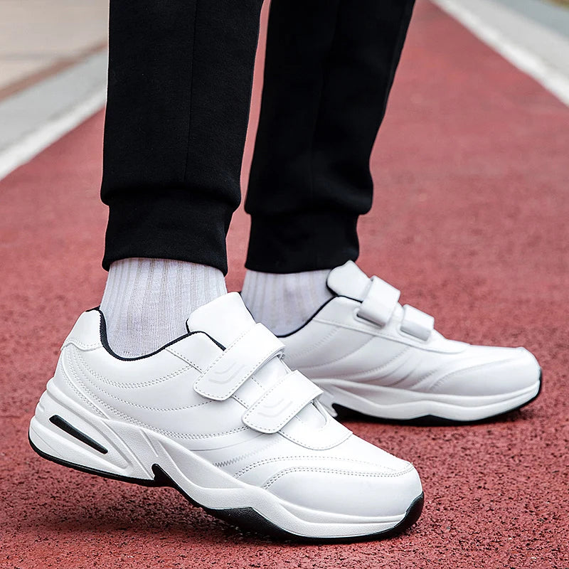 Large Size 48 White Casual Sneakers Men Comfy Leather Lightweight Men's Sports Shoes Outdoor Non-slip Walking Shoes Man Trainers