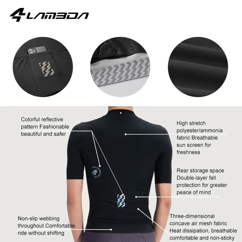LAMEDA Cycling Jersey Man Summer Jersey MTB Anti-UV Bike Short Sleeve with 3 Pockets Men's Bicycle Riding Shirt Sports Clothing