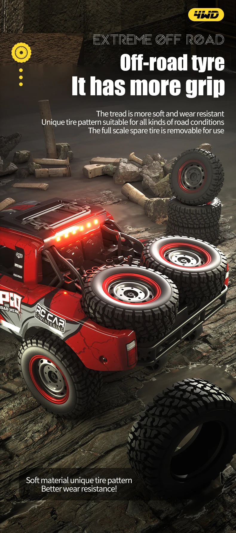 1/14 Q130 RC Car Desert  4WD Off-road Truck 2.4G High Speed Car Racing Drift Remote ControlVehicle Toys For Boys Children