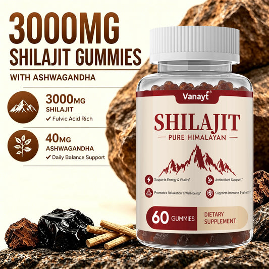 3000mg Shilajit Mineral Gummies Supports Natural Vitality Mental Wellness Balanced Mood For Daily Health 60 Count