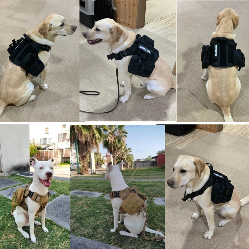 Tactical Dog Harness, Adjustable No-Pull Handle Service Vest Heavy Duty Pet Large Breed,  Dog Vest for Training Hunting Walking