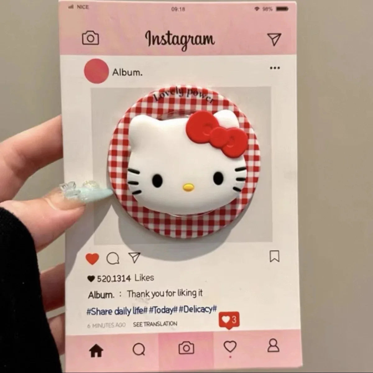 For Magsafe Magnetic Grip Tok Foldable Cartoon Phone Stand Holder 3D Sanrio Hello Kitty Silicone Griptok Bracket