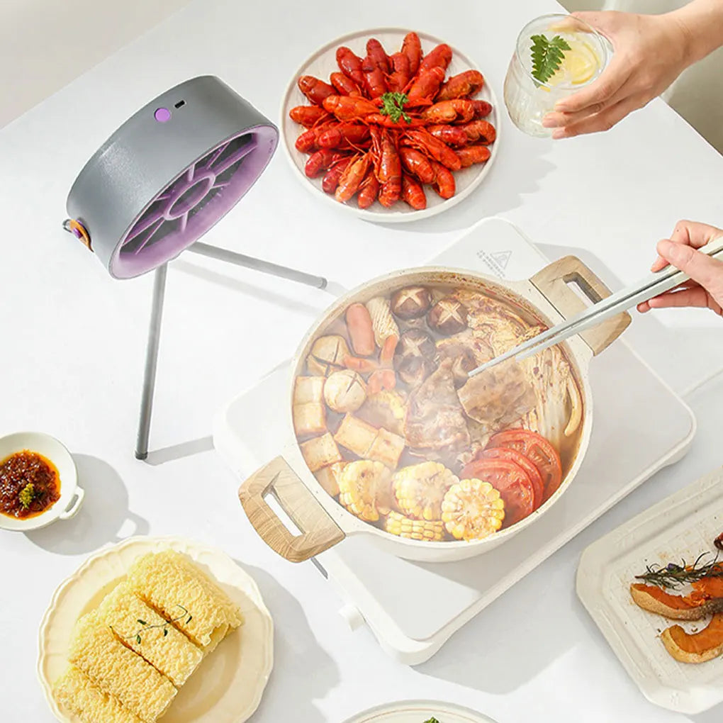 Desktop Range Hood with Filtration Kitchen Fan Portable Smoke Extractor with 3 Speeds for Outside Camping and Household