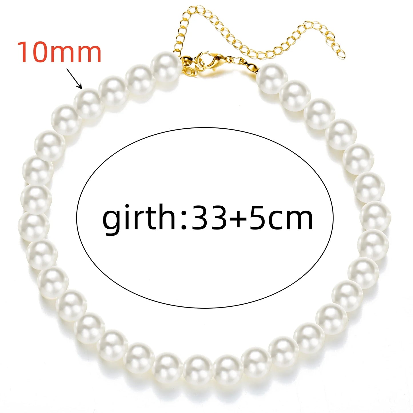 4 5 6 8mm White Pearl Chokers Necklace Clavicle Chain For Women Classic Fashion Elegant Wedding Neck Jewelry Love Pendant Gift