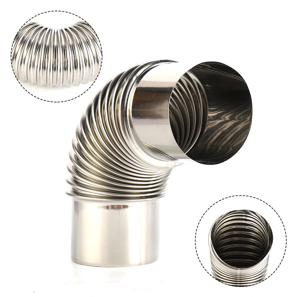 60/70/80mm Stainless Steel 90 Degree Elbow Chimney Liner Bend 90° Multi Flue Stove Pipe For Outdoor Camping Wood Stoves Chimney