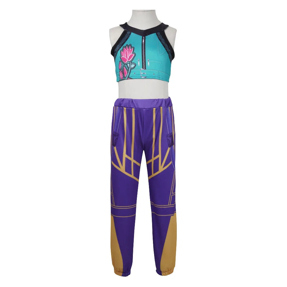 Halloween Fancy Dress Adult Kids Street Hip Hop Role Play Outfit 3 Styles Printed Crop Top Skirt Shorts Idol Stage Costume
