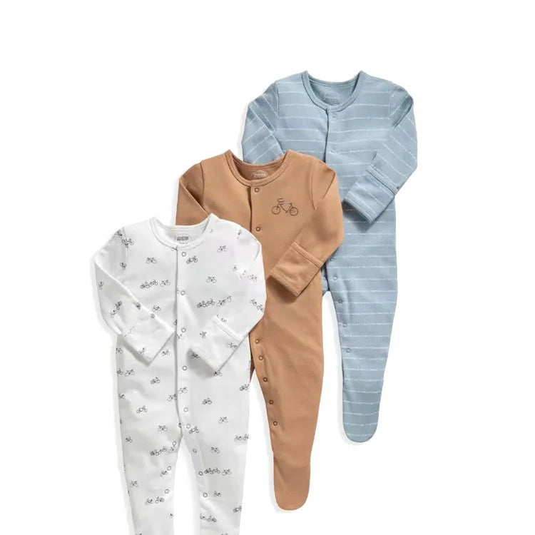 3pcs/Lot Cotton Soft Baby Romper Jumpsuit for Boys Girls with Zipper Footed Long Sleeve Pajama Sleepsuit Outfit Infant Clothes