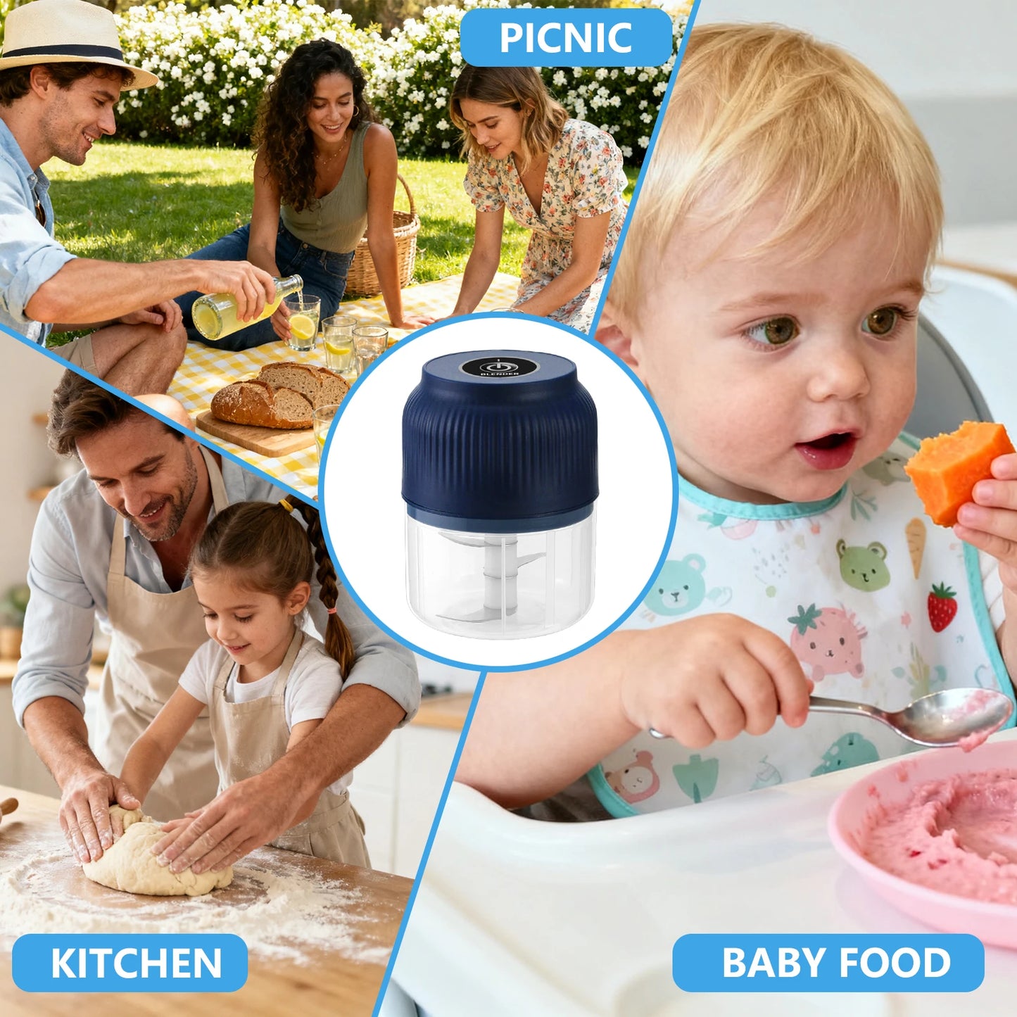 320ml Electric Mini Garlic Chopper USB Chili Pepper Grinder Kitchen Tool for Crushing Garlic Ginger Vegetables Baby Food Gift