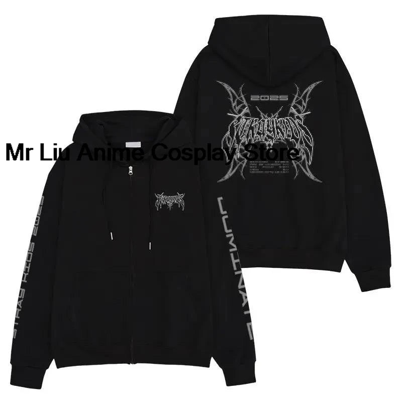 2025 'dominATE' World Tour Zip Up Hoodie Women Men Harajuku Sweatshirt Streetwear Hip Hop Zipper Hooded Jacket Felix Hyunjin