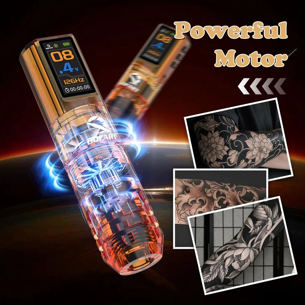 DQFART Hot Poseidon Wireless Tattoo Machine Pen 3Styles 6Colors 1600mAh Safe Professional Artists Creative Designs Beginner