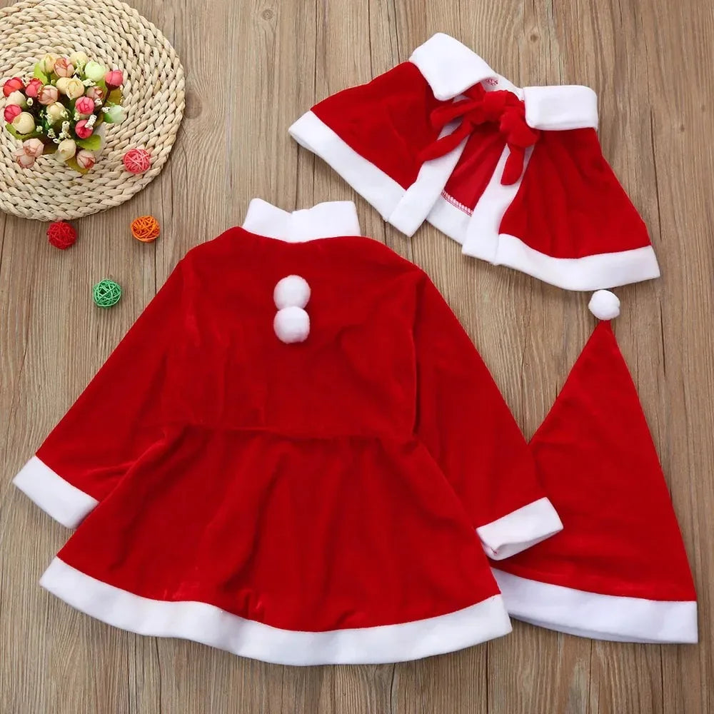 Children's Christmas Costumes Costume Set for Santa Girls, Classic Red Fashion Costumes, Baby  Dress